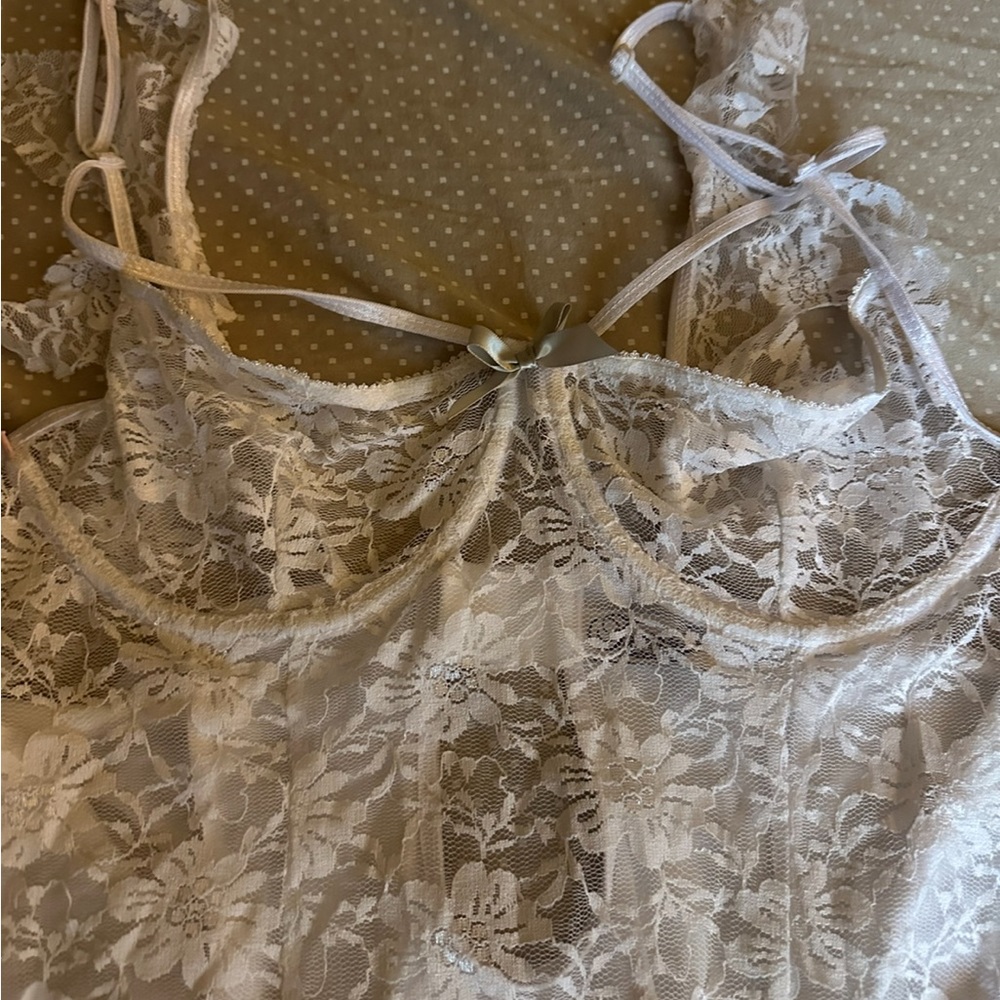 Lace garter belt panty set